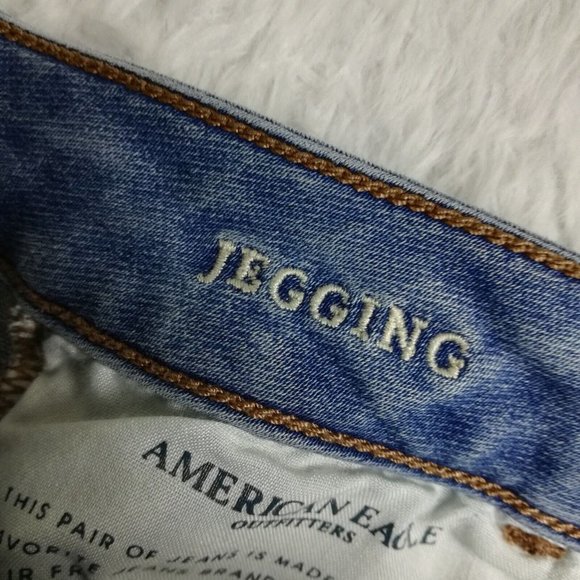 American‎ Eagle Womens Jeans Jeggings Blue Denim Light Wash Super Stretch 0 - Picture 12 of 13